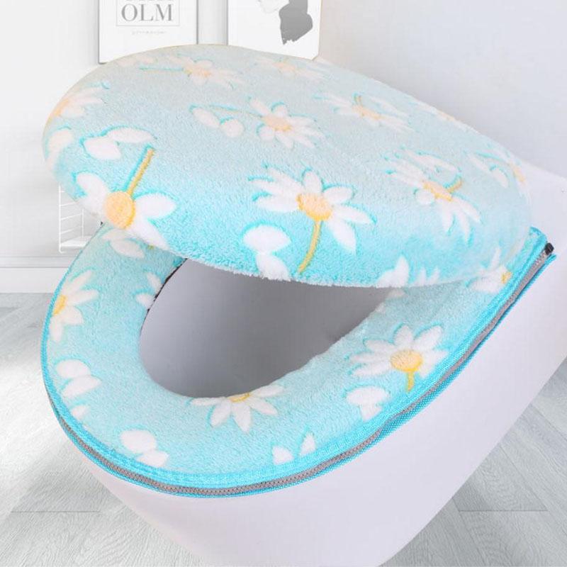 Zipper Type Waterproof Toilet Cover  Household Winter Coral Velvet Toilet Seat Cushion Universal Comfort Toilet Seat Cover