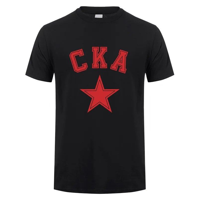CKA Russian Hockey Team T Shirt Unisex Summer Short Sleeve Cotton KHL Saint Petersburg SKA T-shirts Tops Unisex Streetwear