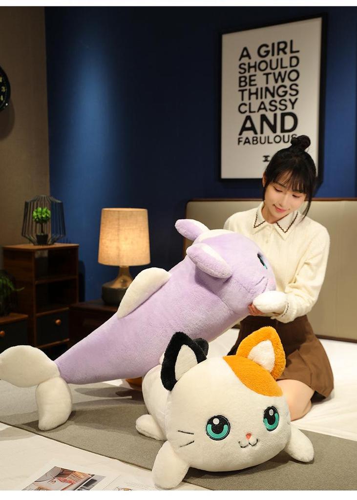 Mermaid Shark Cat Plush Hugging Pillow - Cute Home Decor Doll