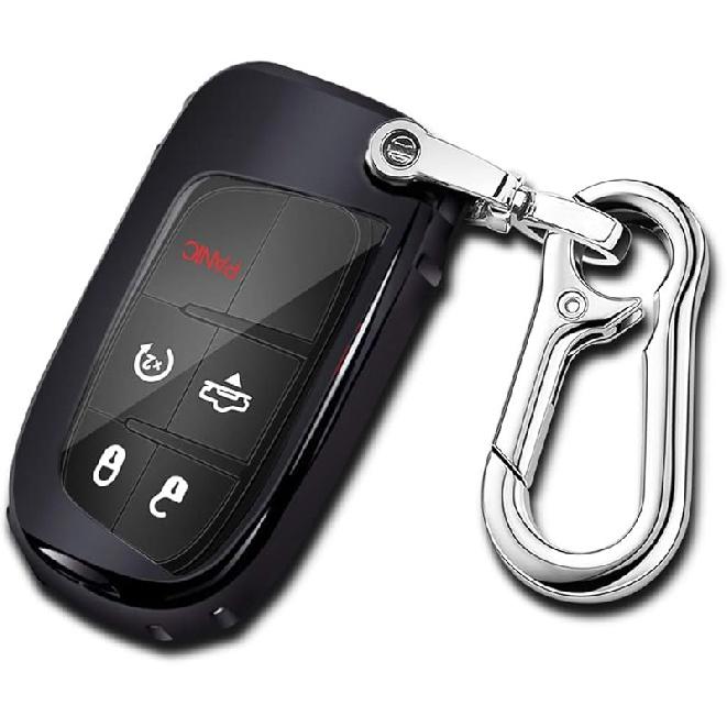 QBUC for Dodge Key Fob Cover 5 Button Silicone Remote Key Case for Dodge for Jeep Grand Cherokee