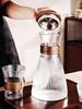 Japanese Style Glass Cold Water Jug Walnut Sleeve Heat Resistant Vertical Stripes Coffee Pot Juice Pitcher Tea Pot