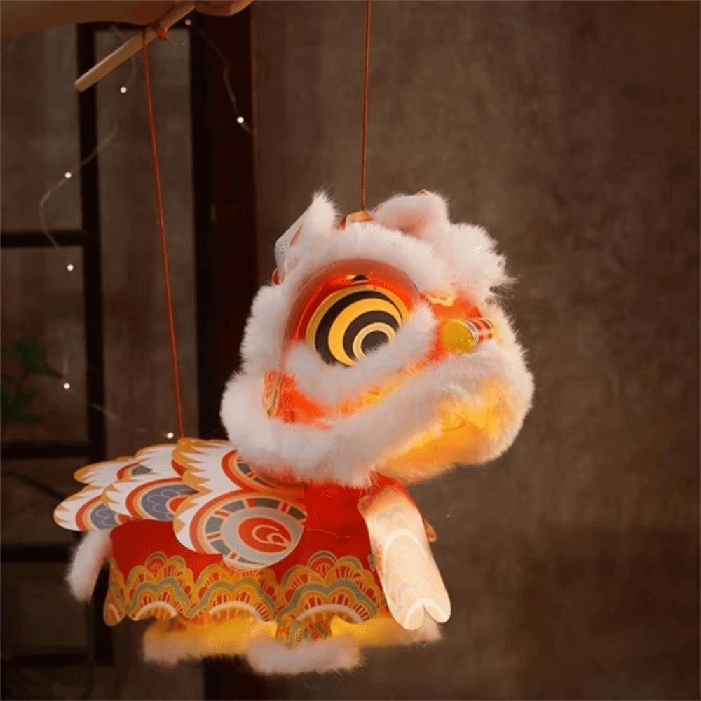 DIY Material Package New Year Lion Dance Lantern with Tassel Waterproof Handmade Lantern Festival Atmosphere Hanging Ornament