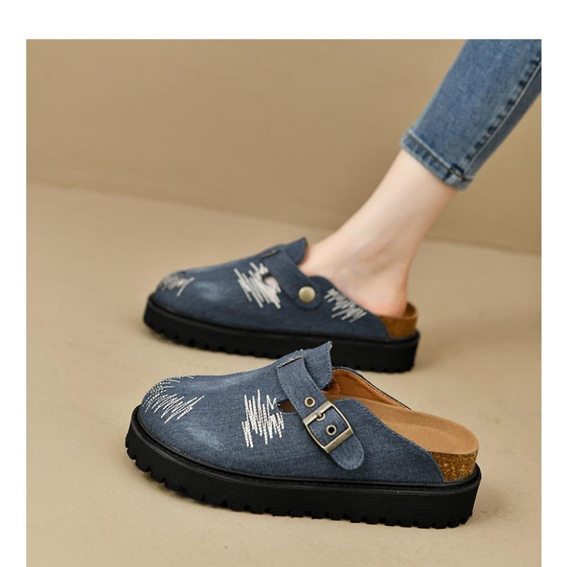 Women's Summer New Retro Old Bag Head Thick-soled Slippers Women's Outerwear Internet Celebrity Fashion Foreign Trade Casual Boken Shoes