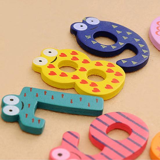 10Pcs Cute Wooden Fridge Magnet Number 0-9 Kids Colorful Educational Toy Set