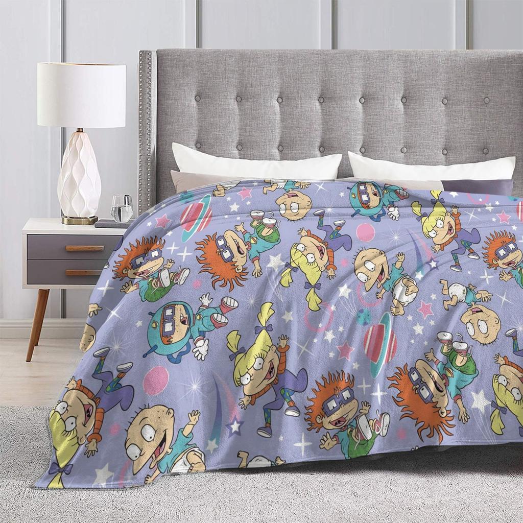 Super Warm Blanket Travel Rugrats Dil Pickles Pattern Throw Blanket Flannel Bedspread For Outdoor Funny Sofa Bed Cover