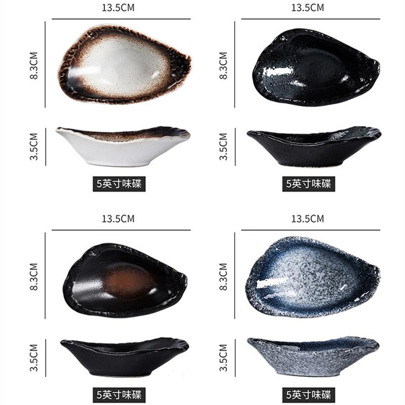 Japonský talíř na občerstvení, keramický kreativní talíř ve tvaru ústřice, kořenící talíř, omáčka, porcelánové nádobí, kuchyňské náčiní, malé talíře