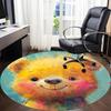 1PC Bear Art Office Round Area Rug, Indoor Mat Suitable ForOffice, Under Office Chairs Bedroom Living Room Home Decor, Room Deco, D022
