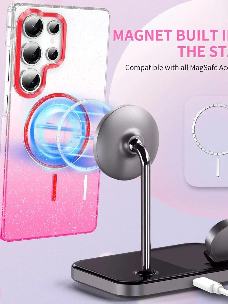 Błyszczące etui Magsafe do ładowania bezprzewodowego Dla Samsung Galaxy A05 A06 A13 A14 A15 A16 A24 A25 A26 A32 A33 A35 A52 Luksusowe etui