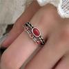 Ventfille   Copper Red Turquoise Ring For Women Chinese Vintage Double Layers Aesthetic Jewelry Gift Dropshipping