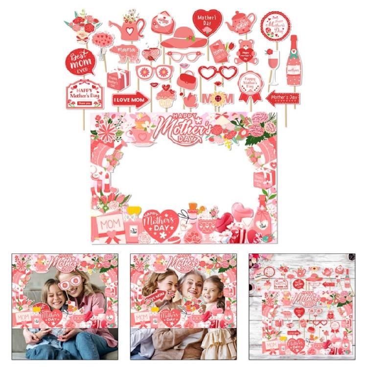 Mother's Day Party Photo Props Photography Paper Picture Frame and Accessories Party Supplies for Family Gathering