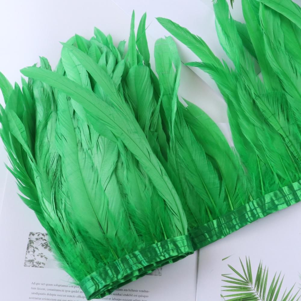 Red Rooster Tail Trims Natural Coque Feather Trimming Ribbon For Crafts Dress Skirt Carnival Costumes Plumes 10-12 Inch