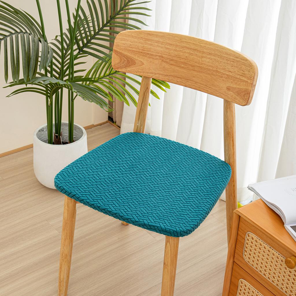 Stretch Jacquard Chair Seat Covers Solid Removable Washable Anti-Dust Dining Room Chair Seat Cushion Slipcovers