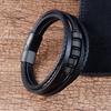 Luxury Stainless Steel Beaded Bracelet Fashion Men's Jewelry Classic Multilayer Braided Leather Bracelet Homme New Year Men Gift