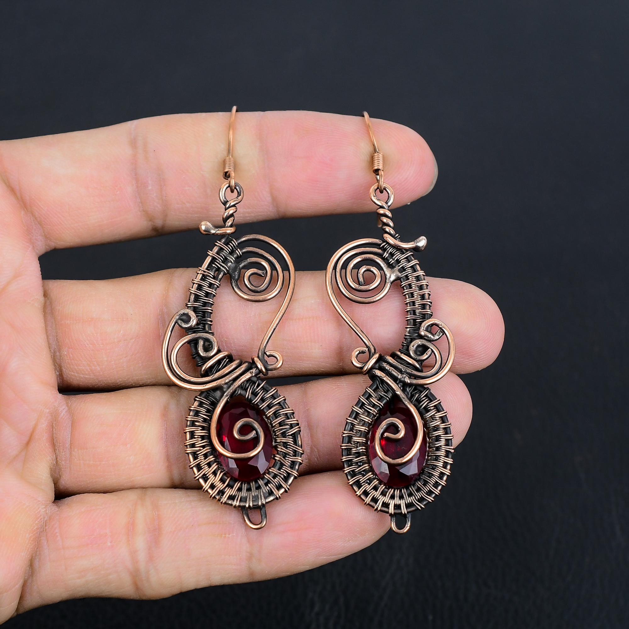 

Украшения из граната, серьги, обернутые медной проволокой 999 пробы, серьги из драгоценных камней ручной работы на День памяти