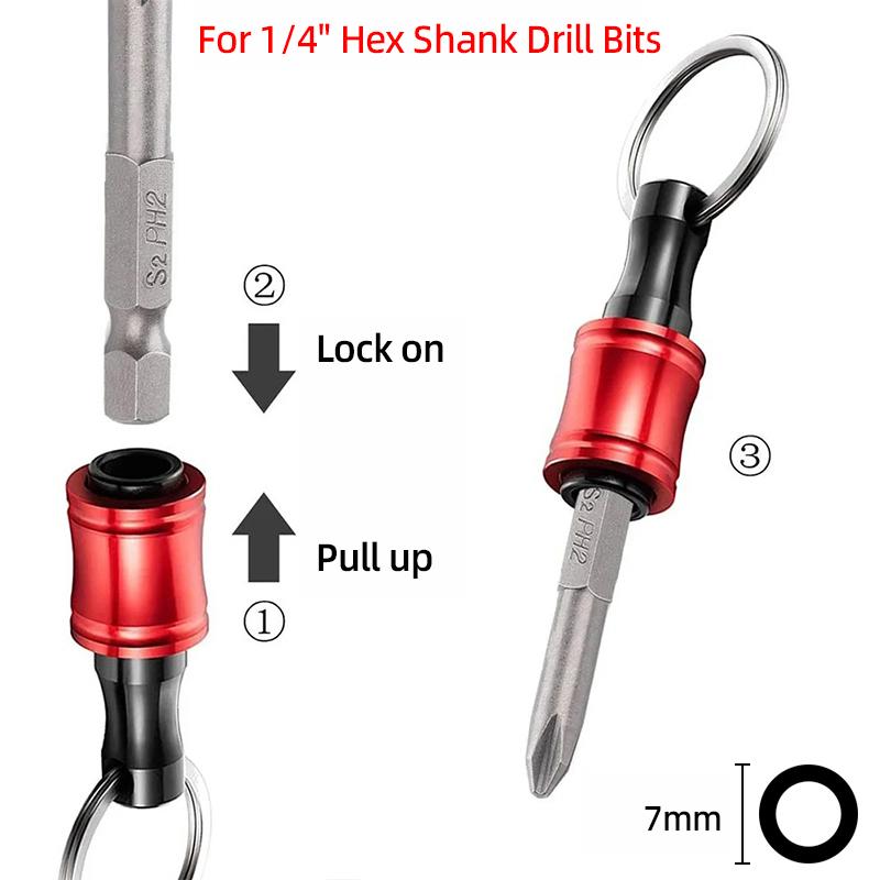 Schraubendreher-Bit-Halter 1/4 Zoll Sechskantschaft Verlängerungsstange Schnellwechsel Aluminiumlegierung Schlüsselanhänger Bohrer Schraubenadapter Handwerkzeug