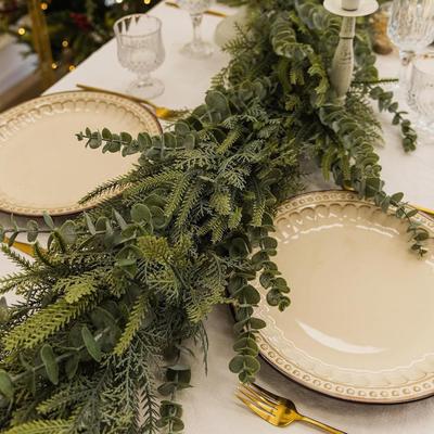 Christmas Pine Garland Artificial Soft Thick Green Christmas Decoration Faux Pine Fireplace Stairs Garland For Home Mantel Table