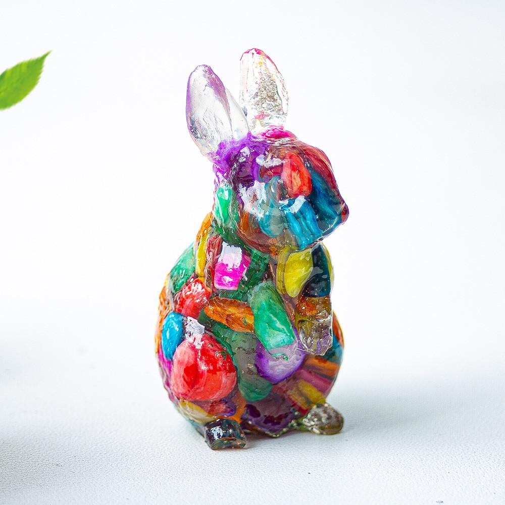 Resin Crystal Standing Bunny Decor For Home Office Gift Collectible