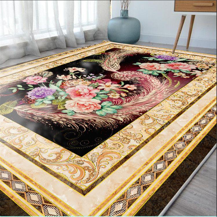 Feather Print Floor Mat Living Room Large Area Anti-Slip Carpet Bedroom Room Bedside Blanket Home Decor