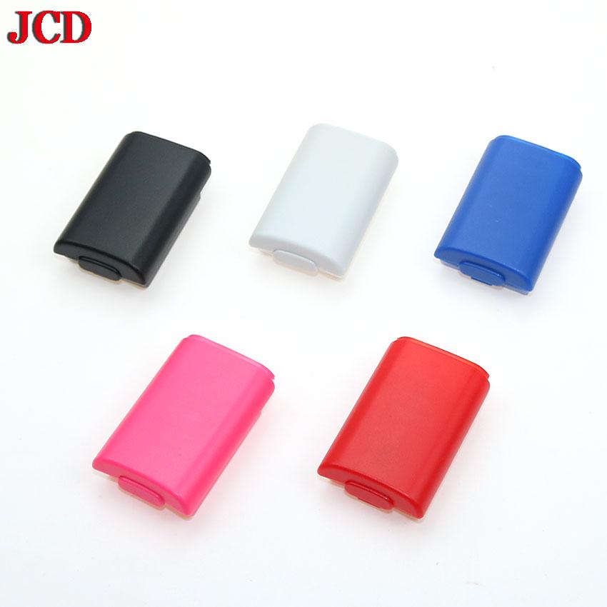 JCD 2x AA Battery Back Cover Pack Replacement Part for Xbox 360 Wireless Controller + 4 Silicone Grip Cap Cover Black