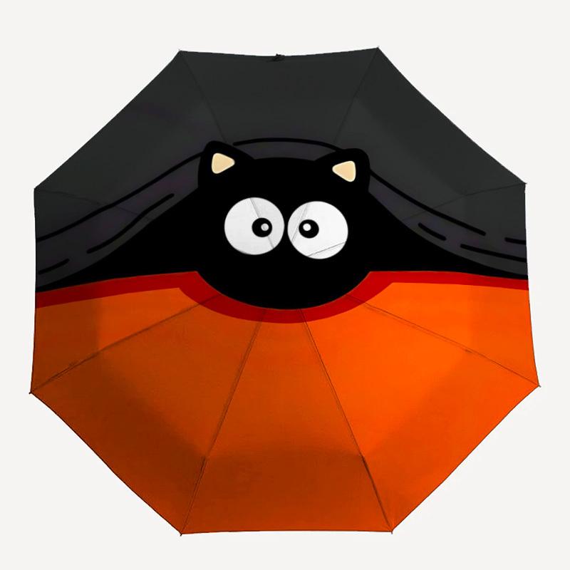

1pc Pocket Bat Halloween Automatic Umbrella - 8-Rib Portable Folding Black Iron Frame for Outdoor, Beach, Travel, Beach Umbrella,118