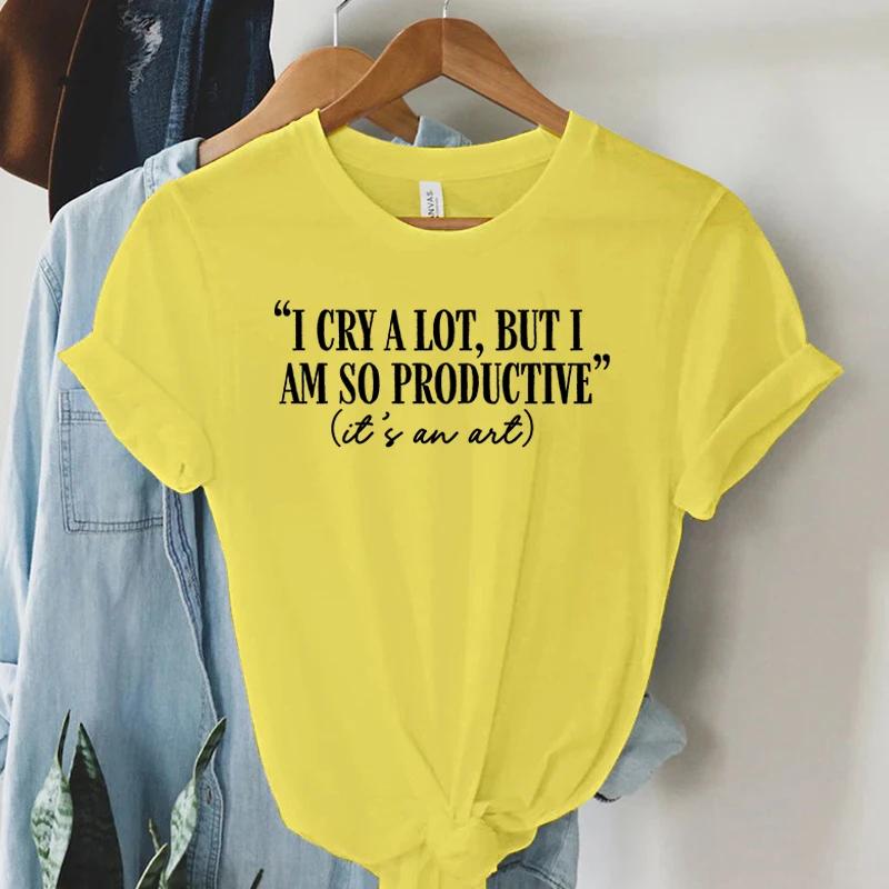 I Cry A Lot But I Am So Productive Tshirt Womens Mental Health Tshirt TTPD Music Positive Tops Tees Funny Letters Women Tshirt