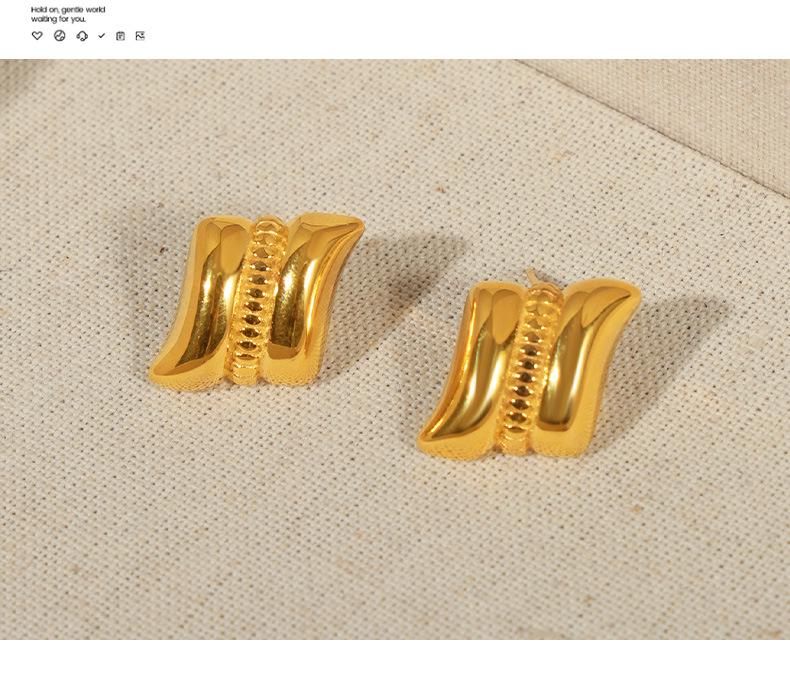 Geometric Minimalist Gold-Plated Titanium Steel Earrings