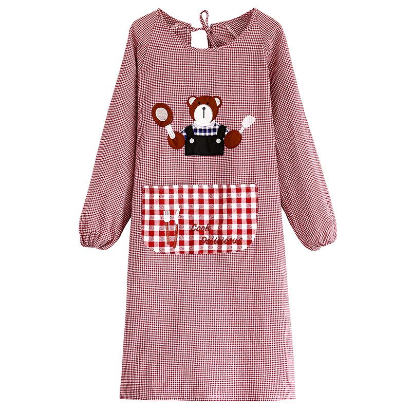 Korean Style Long Sleeve Oil-Proof Cotton Apron for Women and Men – Cute and Fashionable Kitchen Smock for Summer