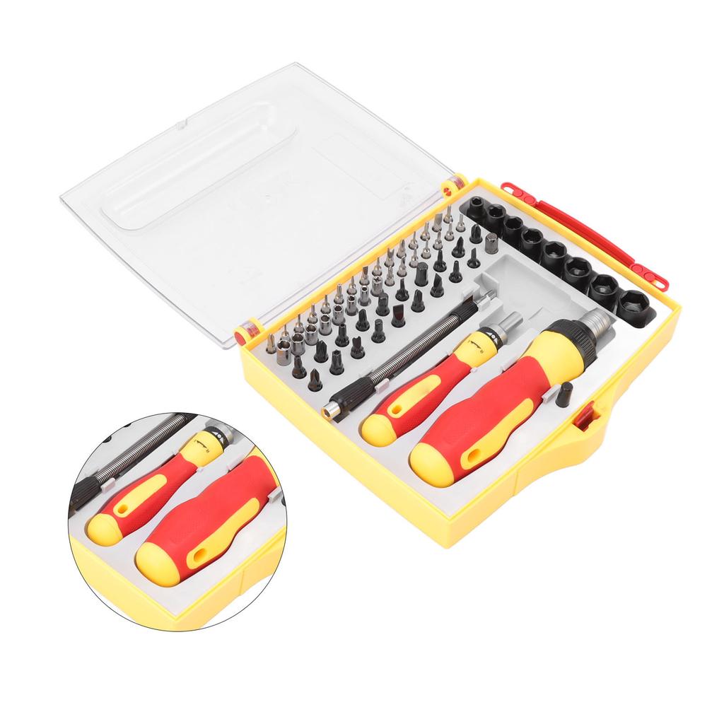 Ratcheting Screwdriver Set 62 In 1 Precise Magnetic Rubber Handle Electronic Repair Tool Kit for