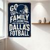 Vintage 'GO FIRST FRS' Football Family Metal Tin Sign with Helmet & Stars, Distressed Rusty Wall Decor for Man Cave, Bar, Home,