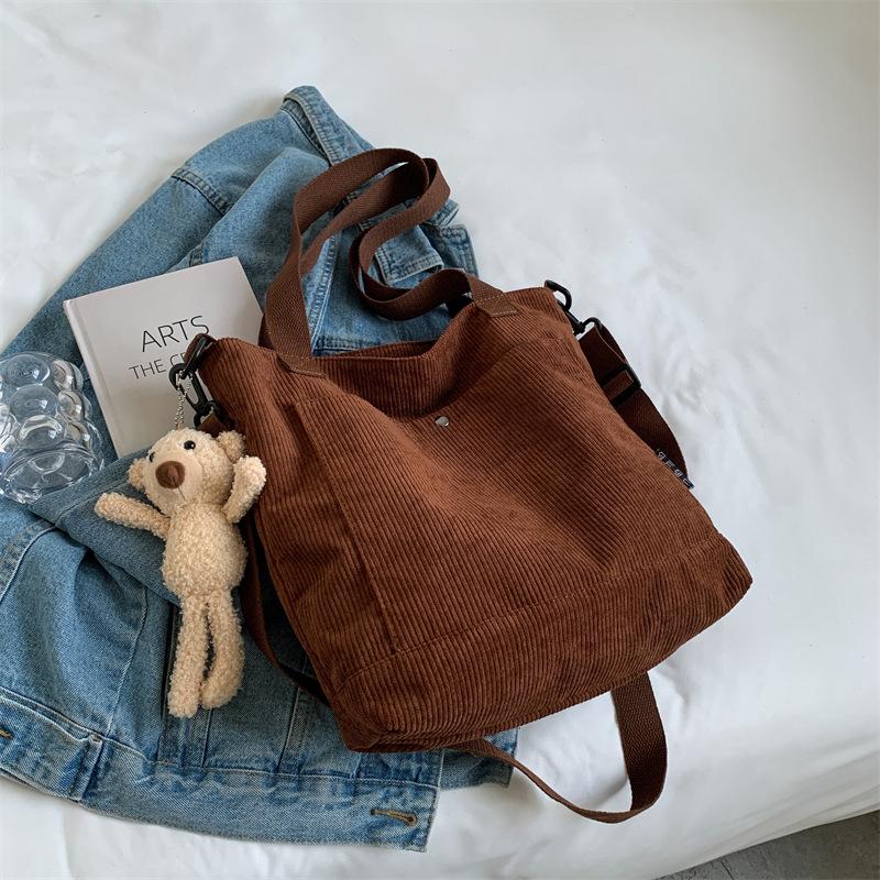 

Corduroy Large-Capacity Bag Women Snewest Trendy Korean Version Messenger Bag All-Match Student Shoulder Bag Women S Handbag No pendant