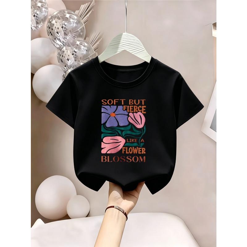 European sizes Girl's Round Neck T-Shirt, Short Sleeve, Summer Casual Comfortable Sporty Fashion for Teen Girls' Daily Wear