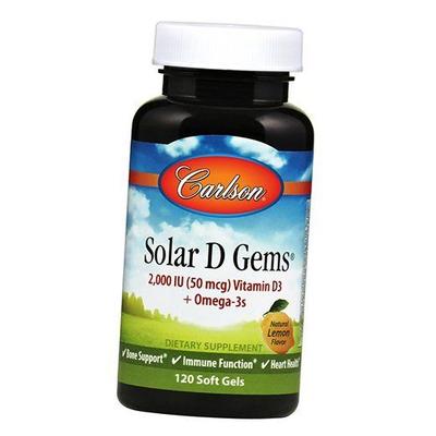 Olej z wątroby dorsza norweskiego z witaminą D3, Solar D Gems 2000, 120gelcaps Lemon (67353033)