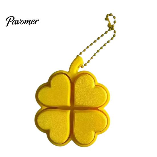 Backpack Hanging Ornament Four-Leaf Clover Clicker Keychain, 3D Printed Leaf Push Toy with Ball Accessory Chain, Stress Relief Finger Toy, Decorative