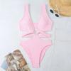 Women'S Sexy  Hollowed Out Bikini Solid Color One Piece Swimsuit Fashion Party Club Beach Push Up Bikinis Swimwea