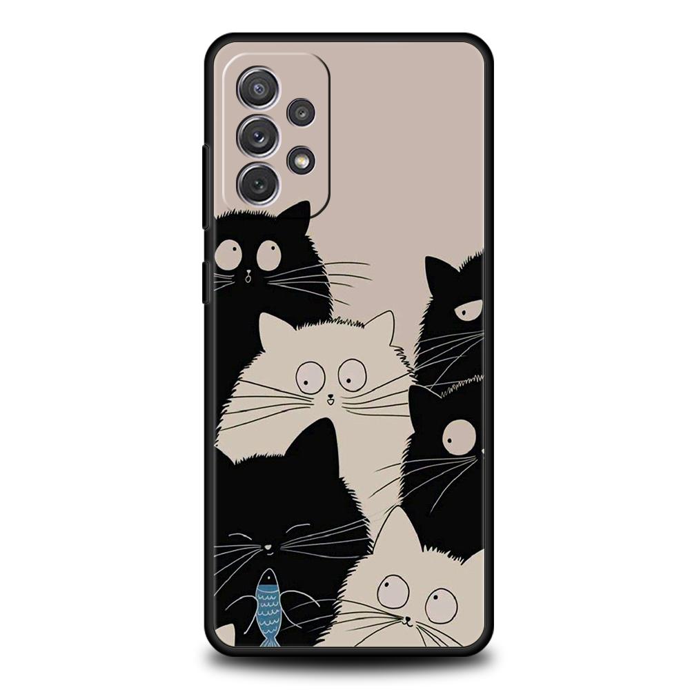 Cartoon Cat Phone Case for Samsung Galaxy A13 A14 A54 A73 A34 A51 A71 A22 A23 A32 A52 A01 A11 A21S A31 A41 Soft Shell Capas Bags