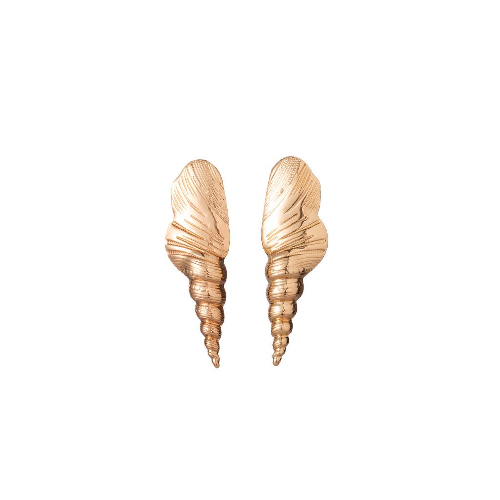 Ocean Vacation Style Personality Conch Stud Earrings Women'S Exaggerated Niche Earrings Temperament High-Grade Light Luxury Earrings