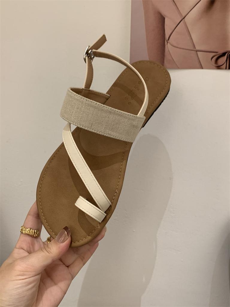 Design Sense Niche Flat-bottomed Sandals Roman Shoes Women's Summer Seaside Beach Shoes Fashion Cool Slippers Women's Shoes
