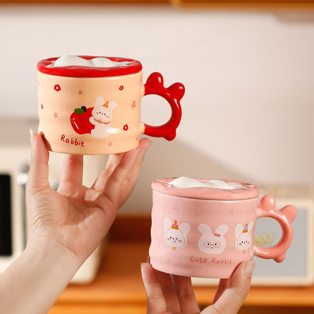 Fufu Puppy Rabbit Girl Mug High Looking Girl Water Cup Ceramic Cup Office Coffee Cup