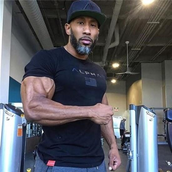 SHANLIANG Gym T-shirt Stretch Short Sleeve Slim Fitness Training Muscle Sports Stylish Mens Quick-Drying Moisture-Wicking Casual Active Wear