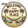 Tropical Coconut Grove Decor Hello Summer Door Sign Spring Beach Flowers Welcome Wooden Rustic Wood Hanging Plaque Front for Wall Outdoor