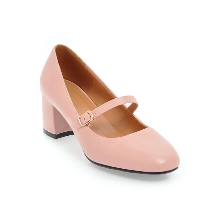 High Quality Soft Leather Solid Color Women Pumps 2025 Summer New Style Thick Heels Fashion High-heeled Women's Shoes Size 32-45