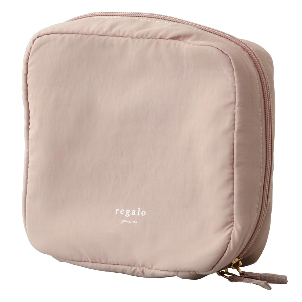 

regalo Makeup Cosmetic Large Capacity with Dividers Powder Pouch, Pouch, (Square L, Pink)