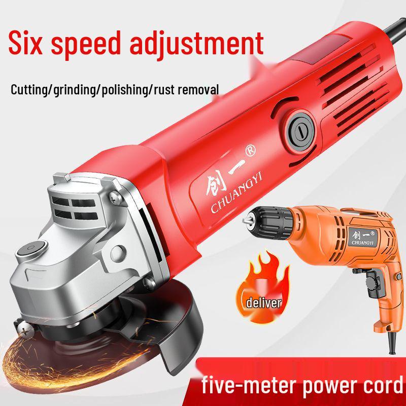 Multifunctional Angle Grinder & Polisher: Handheld Cutting, Grinding, and Polishing Tool for Household Use