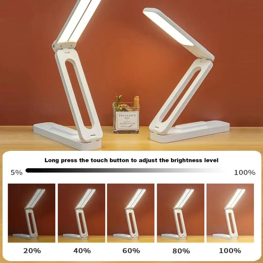 LED Desk Lamp Multifunctional Foldable Reading Book Light 3 Light Colors Rechargeable Portable Lighting for Study or Official