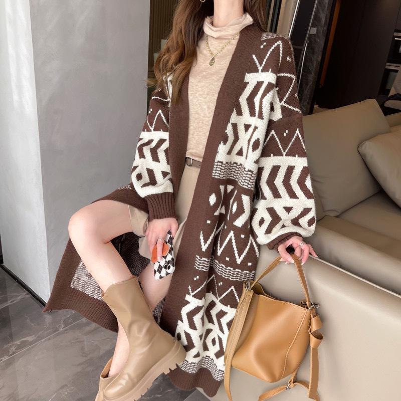 Gemütliche Strickjacke: Damen Midilanger, Lockerer, Überknie-Pullover für Frühfrühling & Herbst 2024