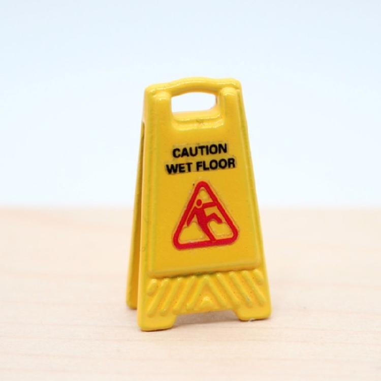 Miniature Scene Decoration Caution Wet Floor Sign Warning Sign Model Figurine For Doll House Craft Model Project Decors