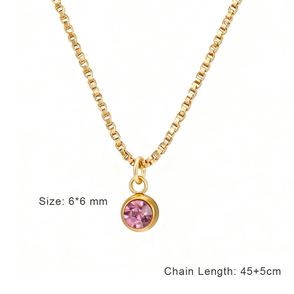 Clear Zircon 12 Month Birthstone Charm Necklace for Women Stainless Steel Thin Box Chain Necklace Jewelry Birthday Gift 2026