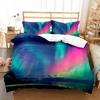 Northern Lights King Queen Duvet Cover Natural Landscape Bedding Set Colorful Sky Scenery Quilt Cover Polyester Comforter Cover