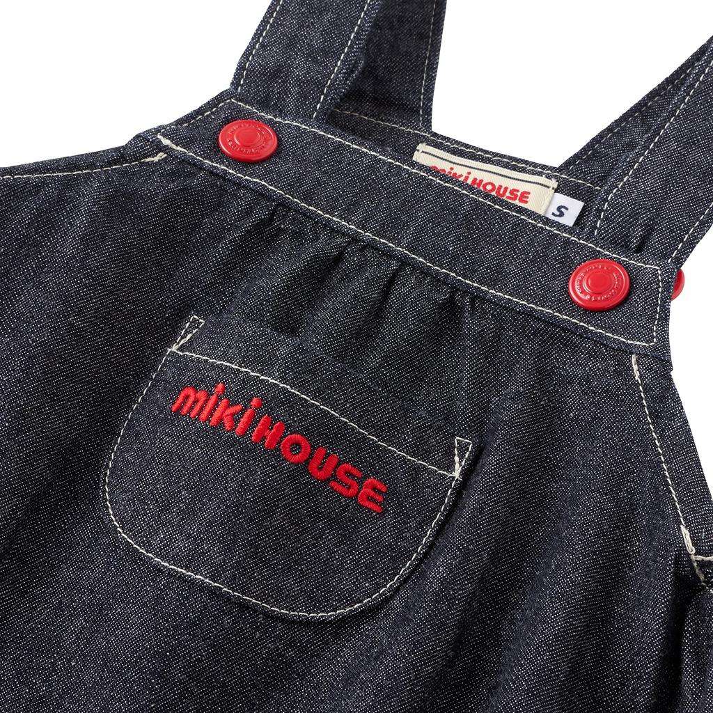 Romper Overalls Logo Plain Made In Japan Boys Girls Baby Kids Baby Clothes M Indigo Blue [MIKI HOUSE] 10-1509-493 (80-90cm)
