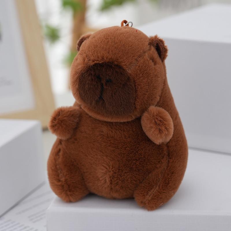 Capybara Plush Toy Kawaii Stuffed Animals Fluffy Capybara with Strawberry Tortoise Slap Bracelet Keychain Birthday Gift